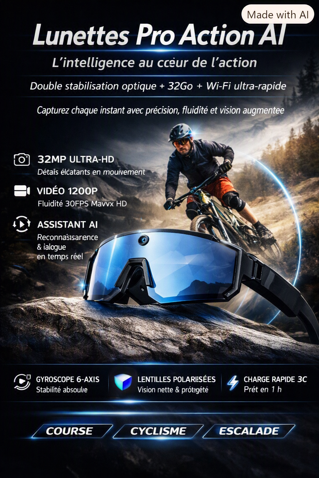 LumiSmart VisionCam — Lunettes Connectées IA avec Caméra HD & Assistant Vocal